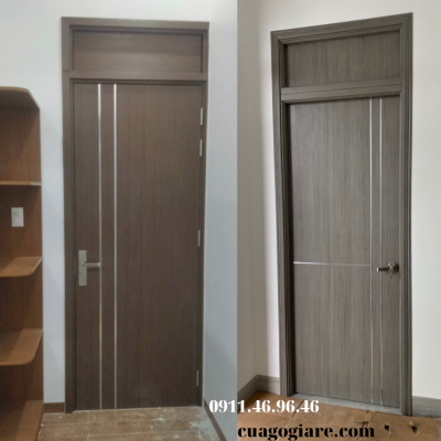 Cửa gỗ MDF phủ melamine, gắn thêm Ô fix
